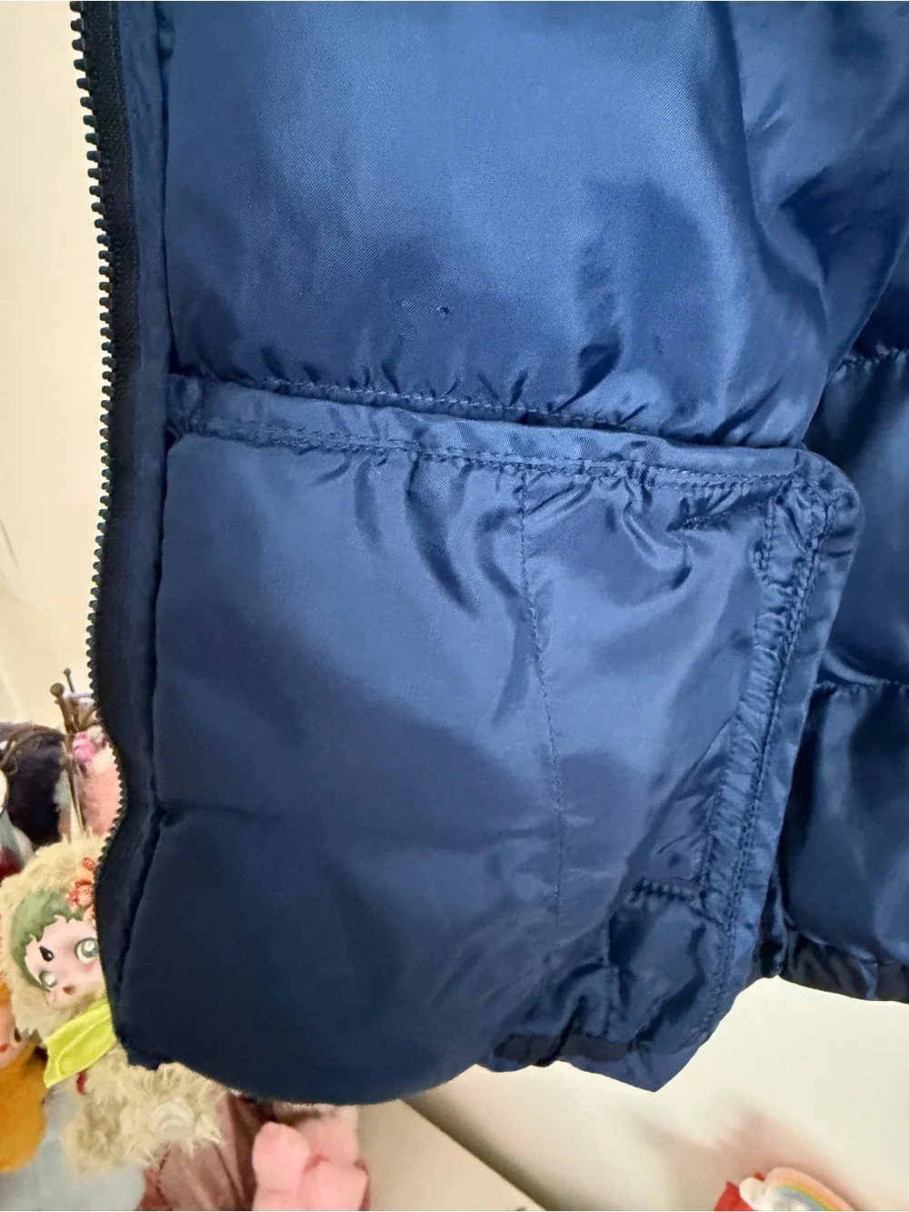 Marimekko Uniqlo Collab, Kids, Puffy Jacket Size 5/6, Blue big polka dots
